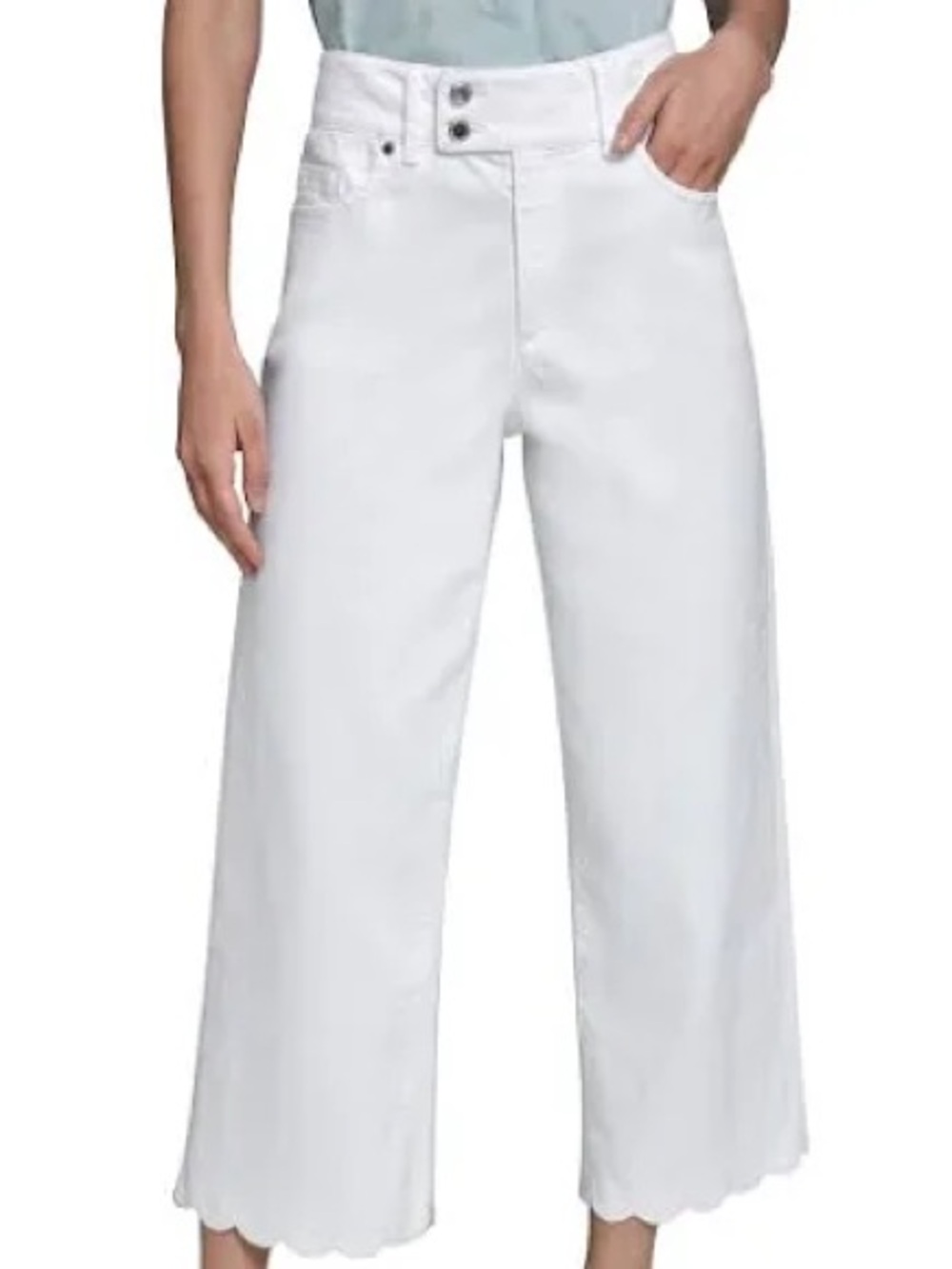 Karl Lagerfeld White Denim Pants with Black Logo Tab